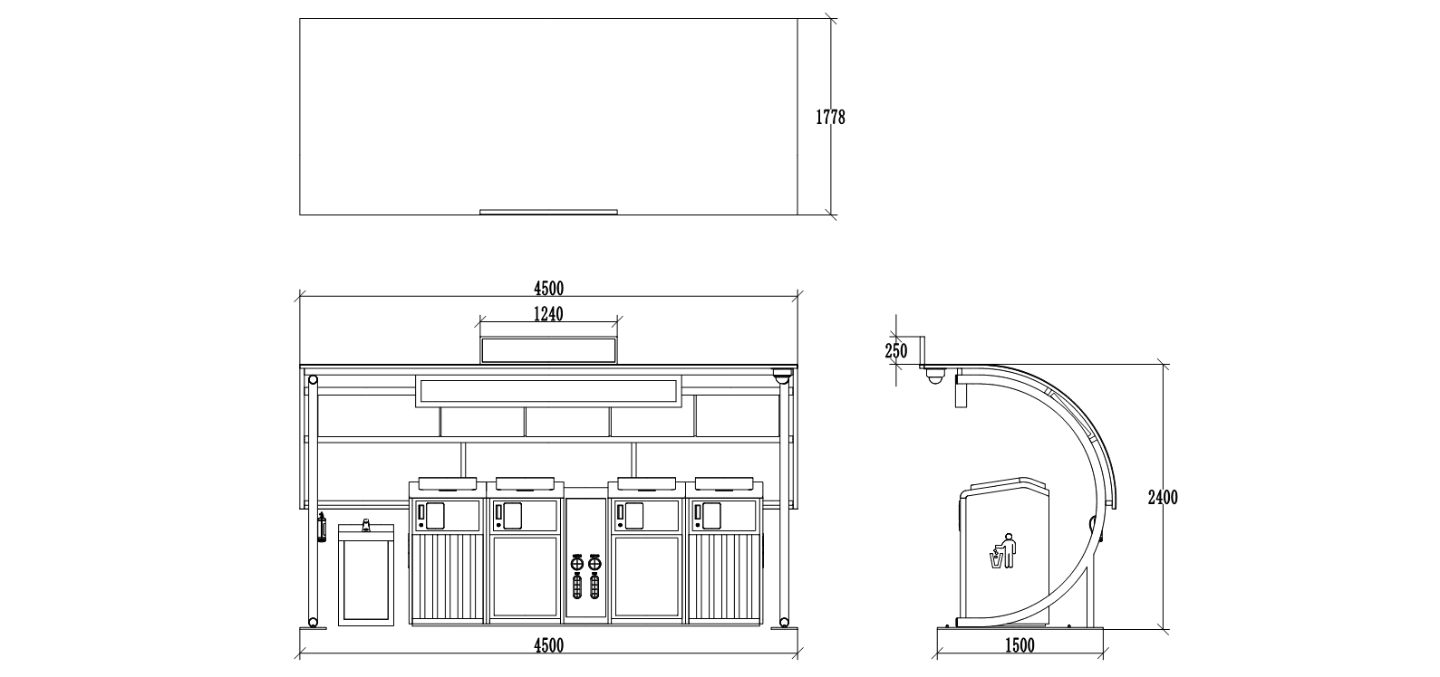 智能垃圾亭,定時定點垃圾收集點,小區(qū)垃圾分類站尺寸.jpg